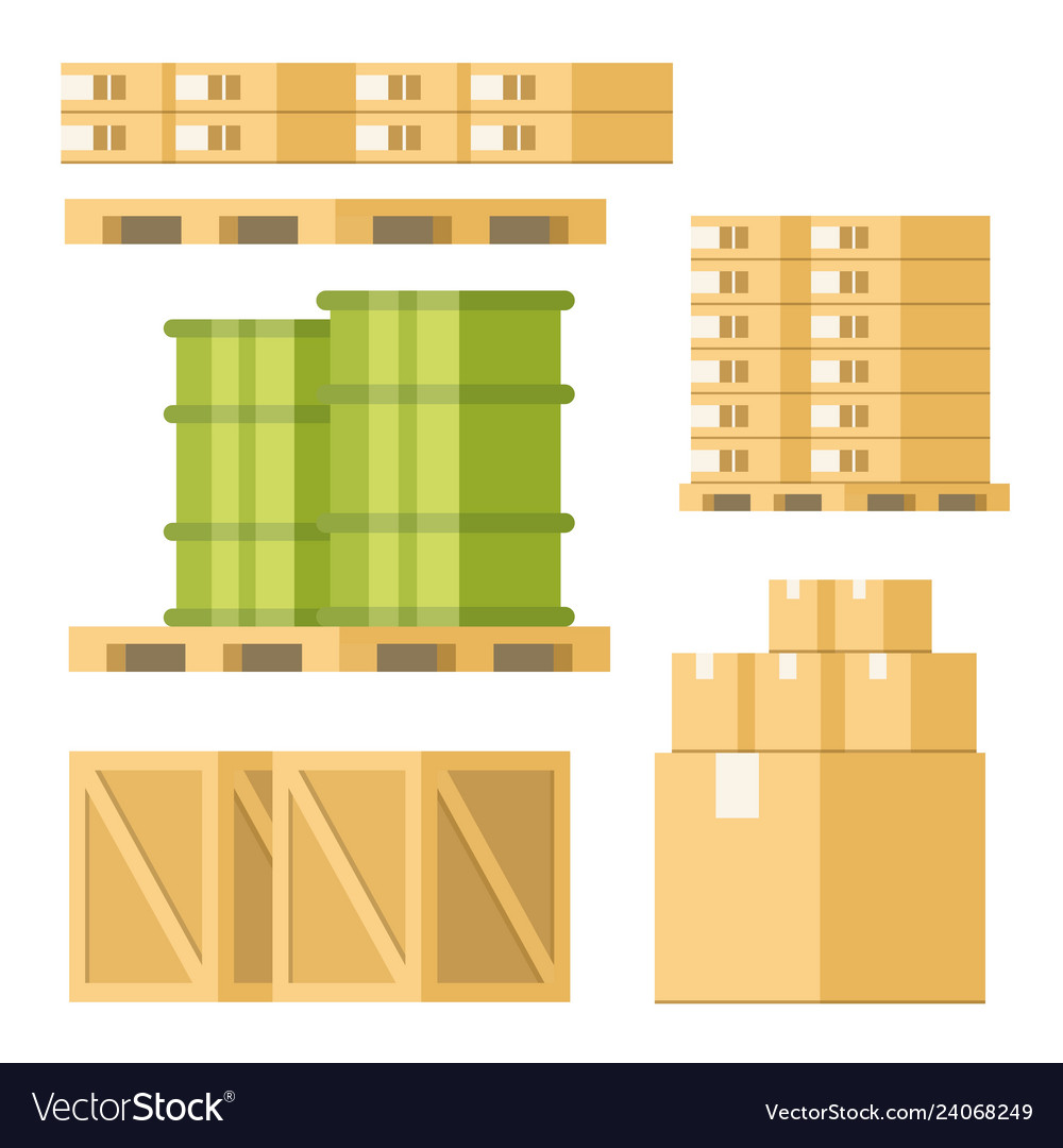 Delivery equipment box barrel pallet tray set