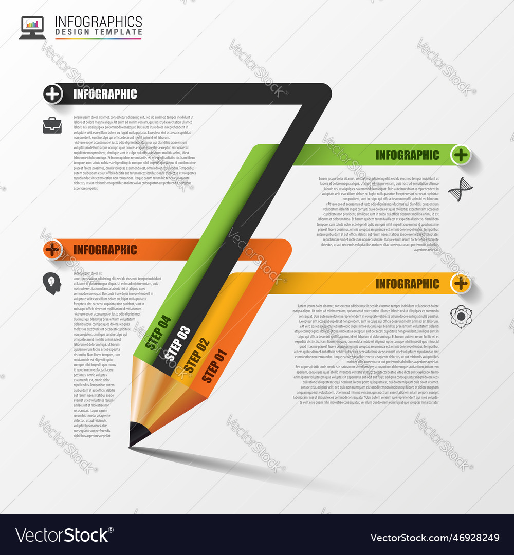 Education Pencil Infographics Design Template Vector Image