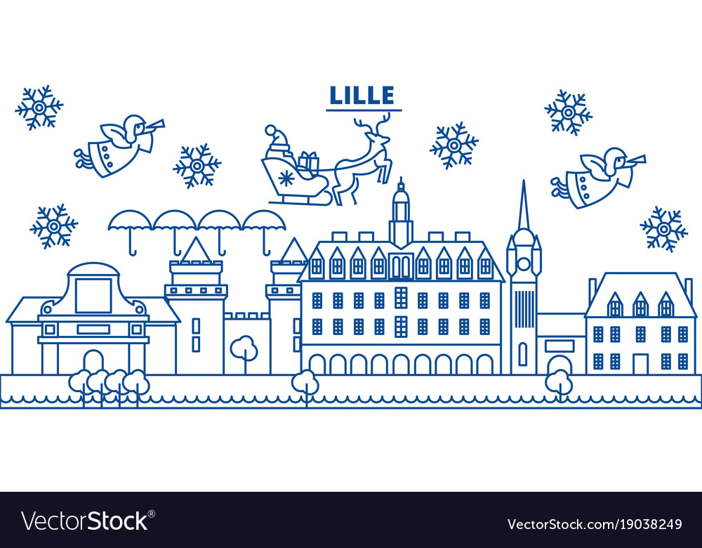France lille winter city skyline merry christmas