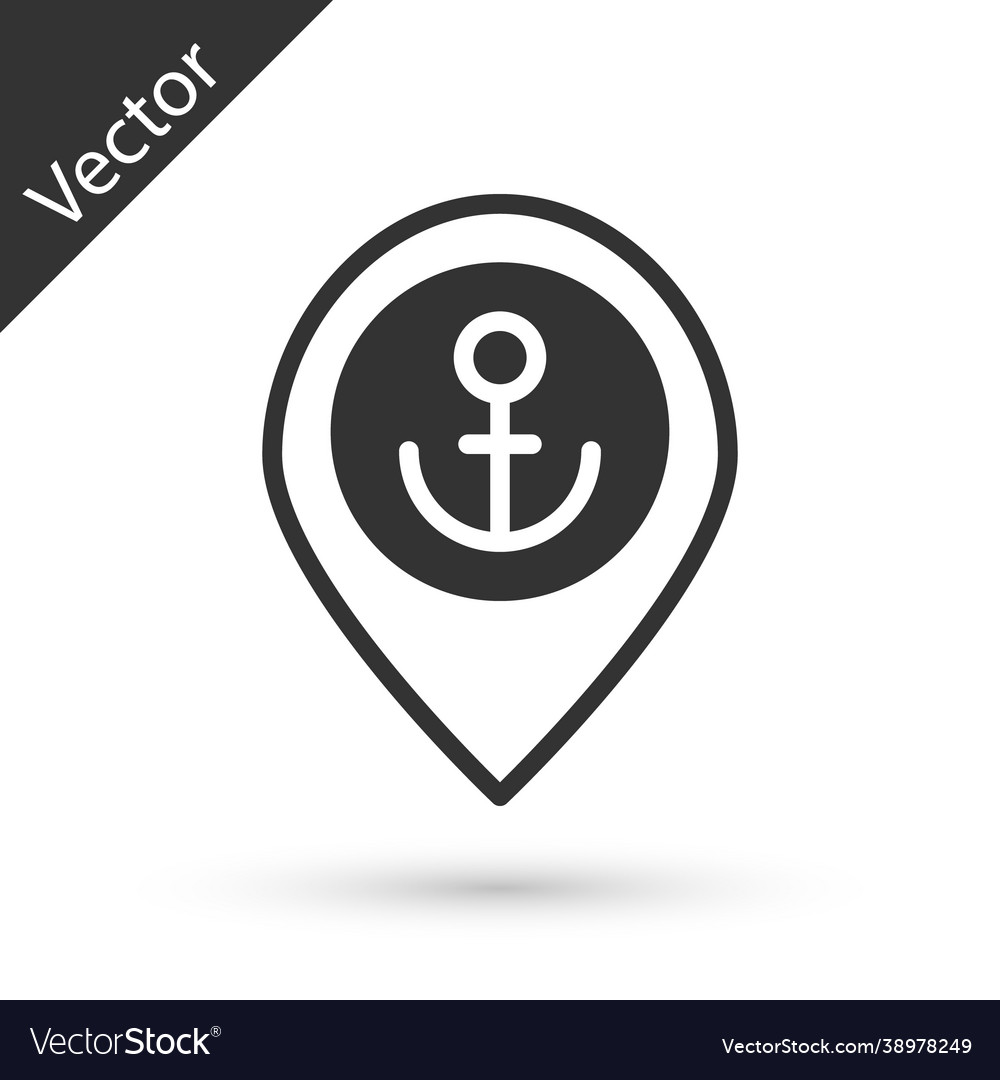 Grauer Kartenzeiger mit Ankersymbol isoliert vector image Grauer Kartenzeiger mit Ankersymbol isoliert
