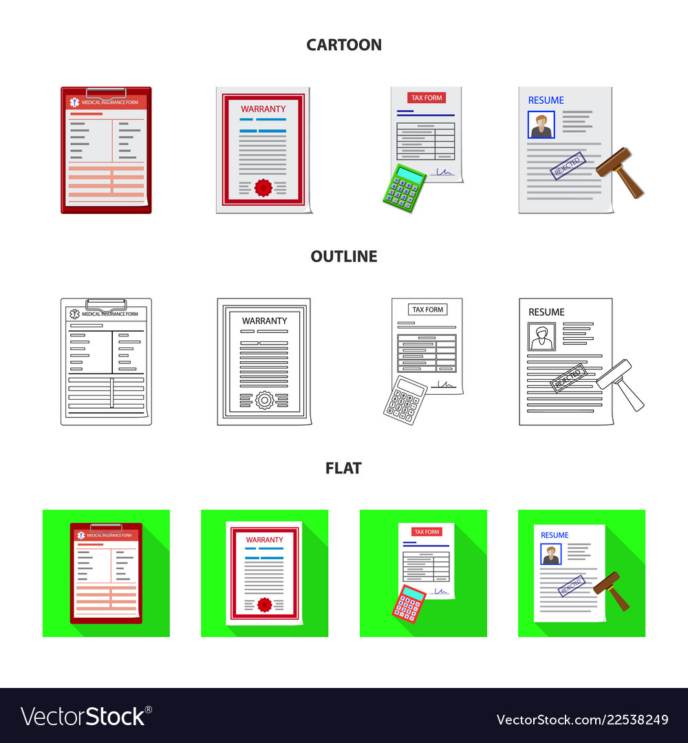 Isolated object of form and document sign set vector image Isolated object of form and document sign set