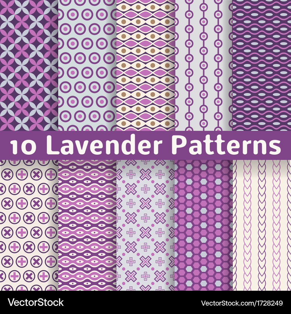 Lavender different seamless patterns Royalty Free Vector