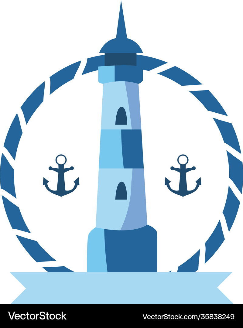 Lighthouse with anchors and ribbon design Vector Image