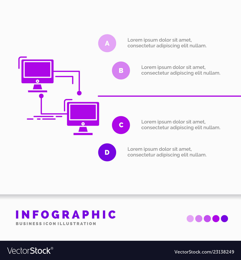 Local lan connection sync computer infographics vector image Local lan connection sync computer infographics
