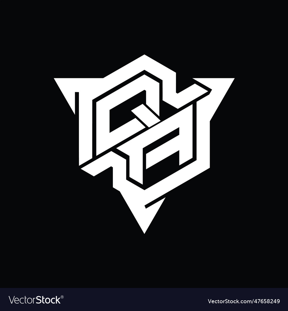 Qa logo monogram hexagon shape with triangle