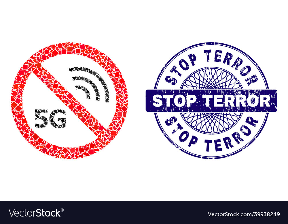 Scratched stop terror stamp and geometric 5g