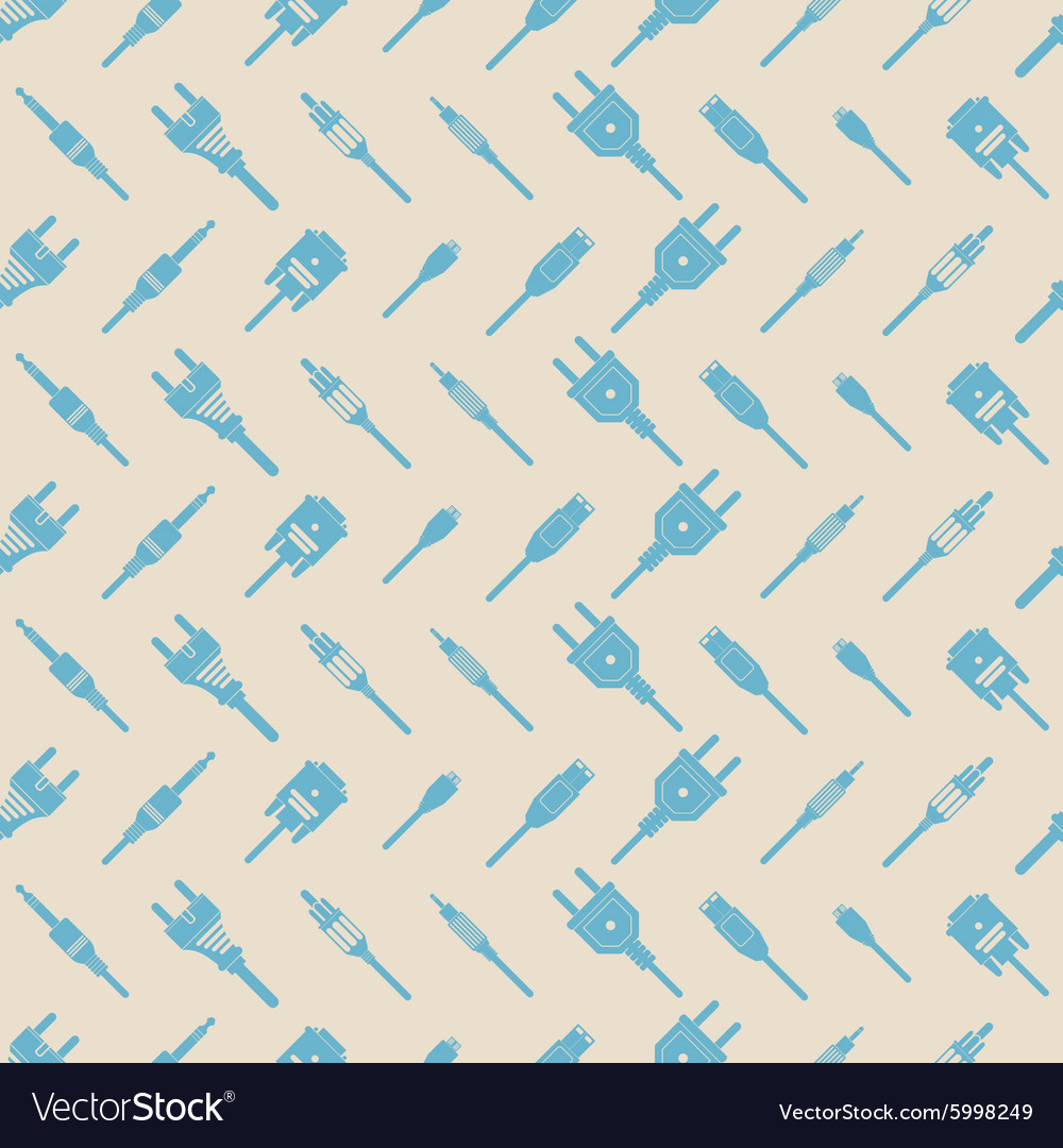 Seamless background with different power cord plug vector image Seamless background with different power cord plug