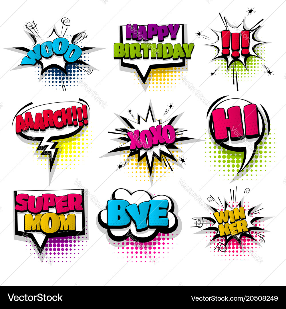 Set hand drawn effects comic speech bubbles Vector Image