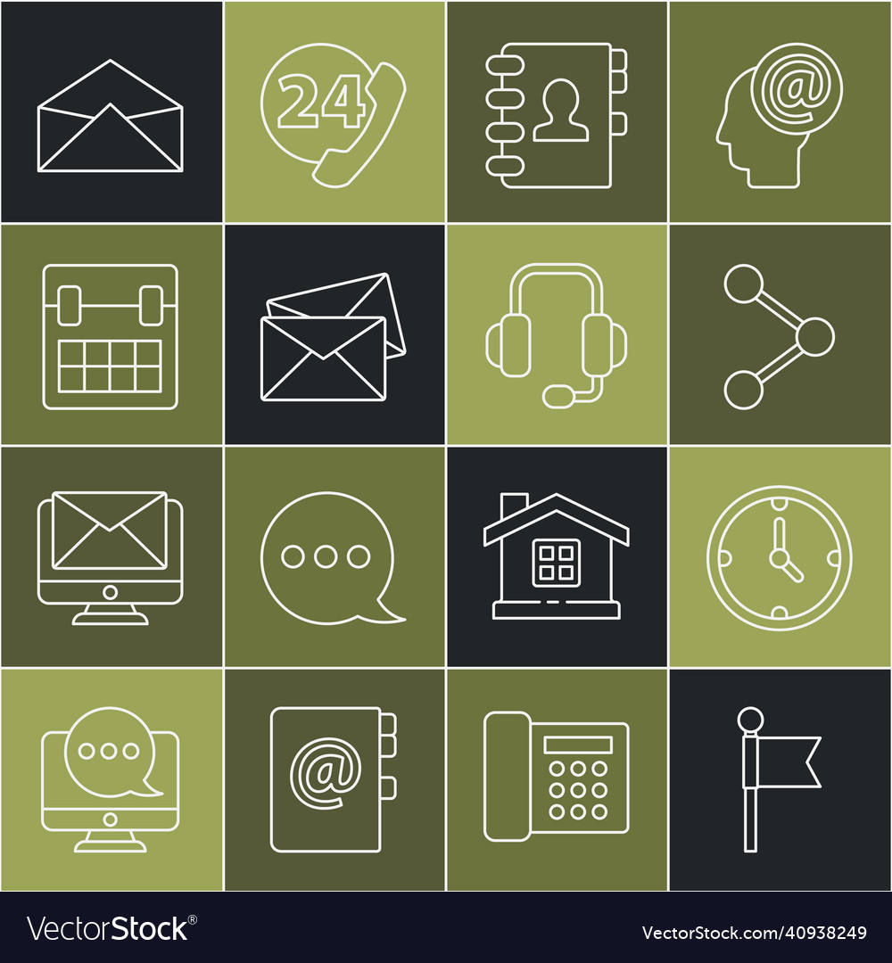 Set line location marker clock share address Vector Image Set line location marker clock share address