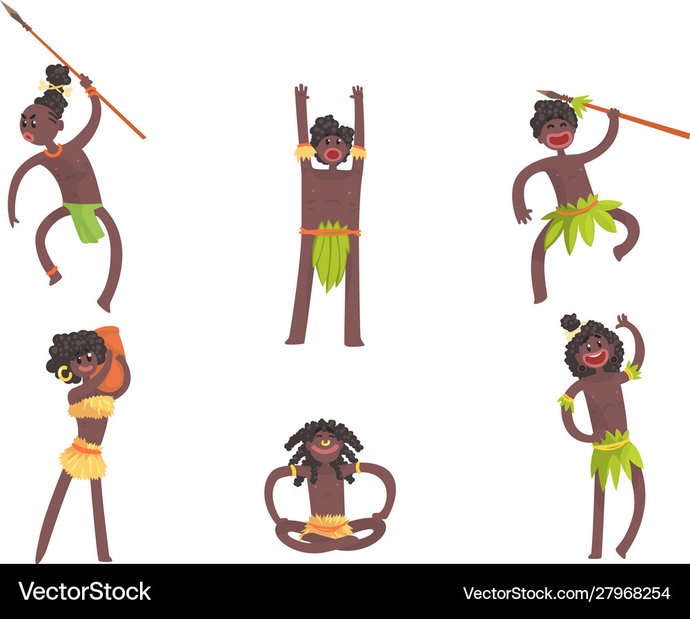 African tribal characters set man beating Vector Image