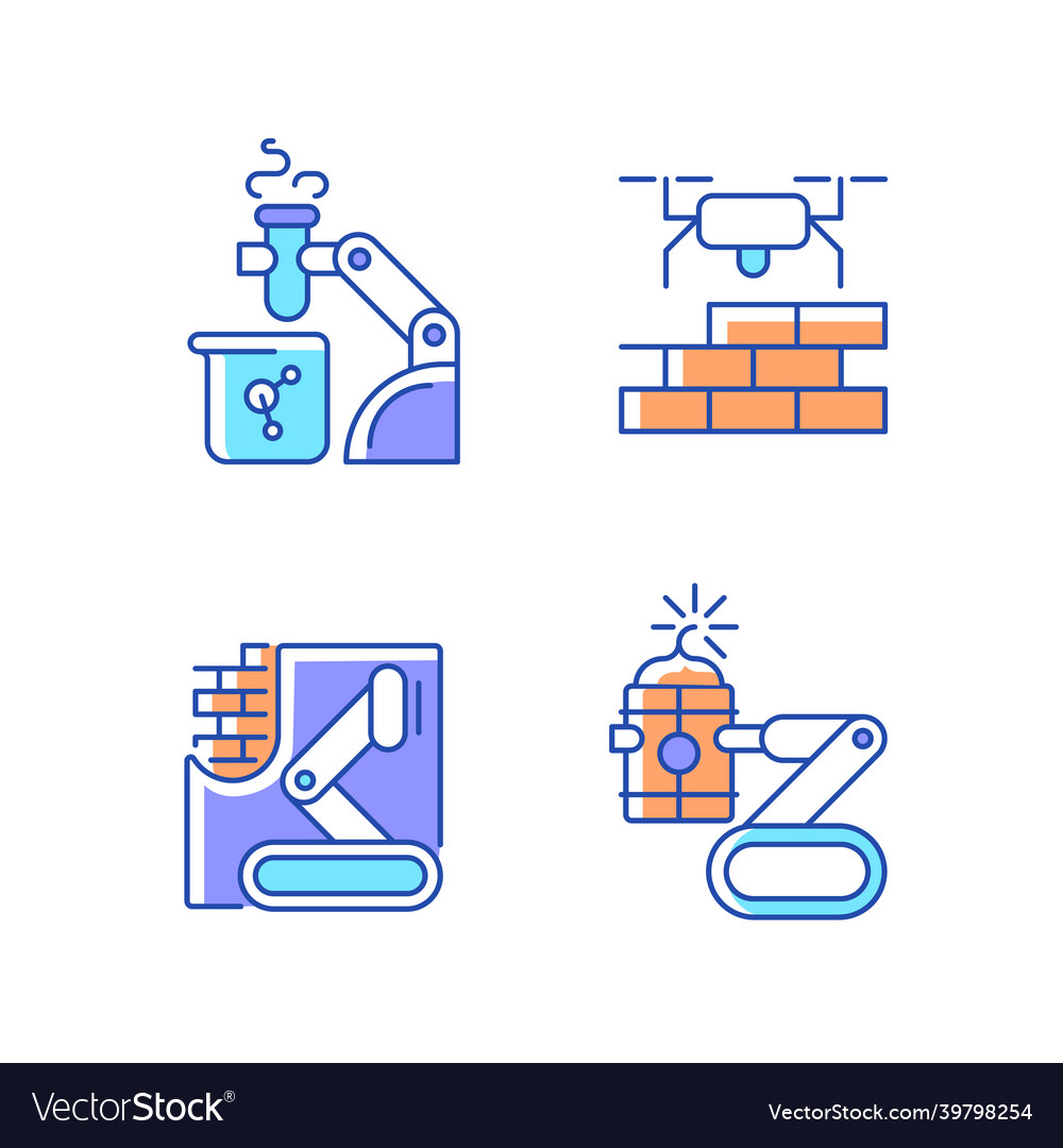 Automation in different industries rgb color
