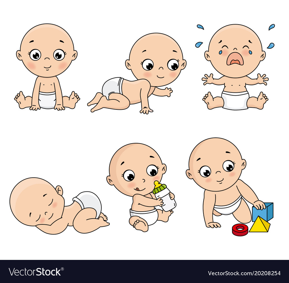 Baby set in different poses such as standing Vector Image Baby set in different poses such as standing Vector Image