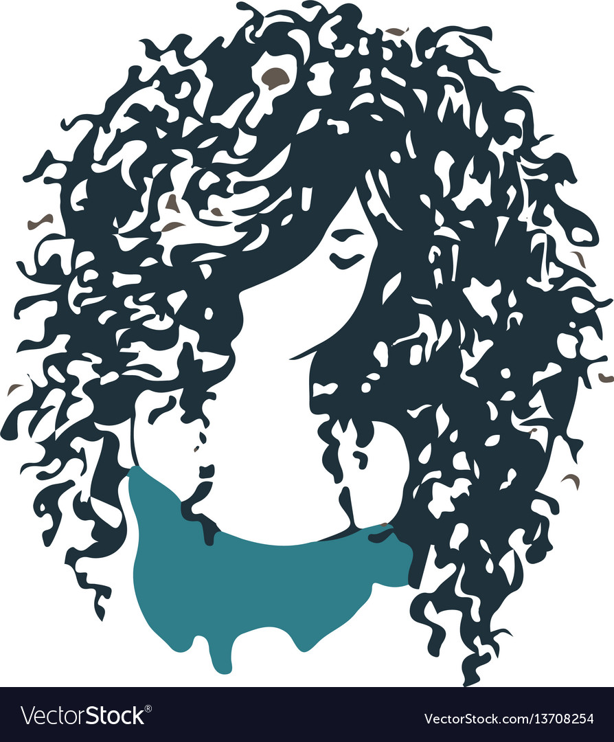 Download Beautiful curly hair girl logo Royalty Free Vector Image