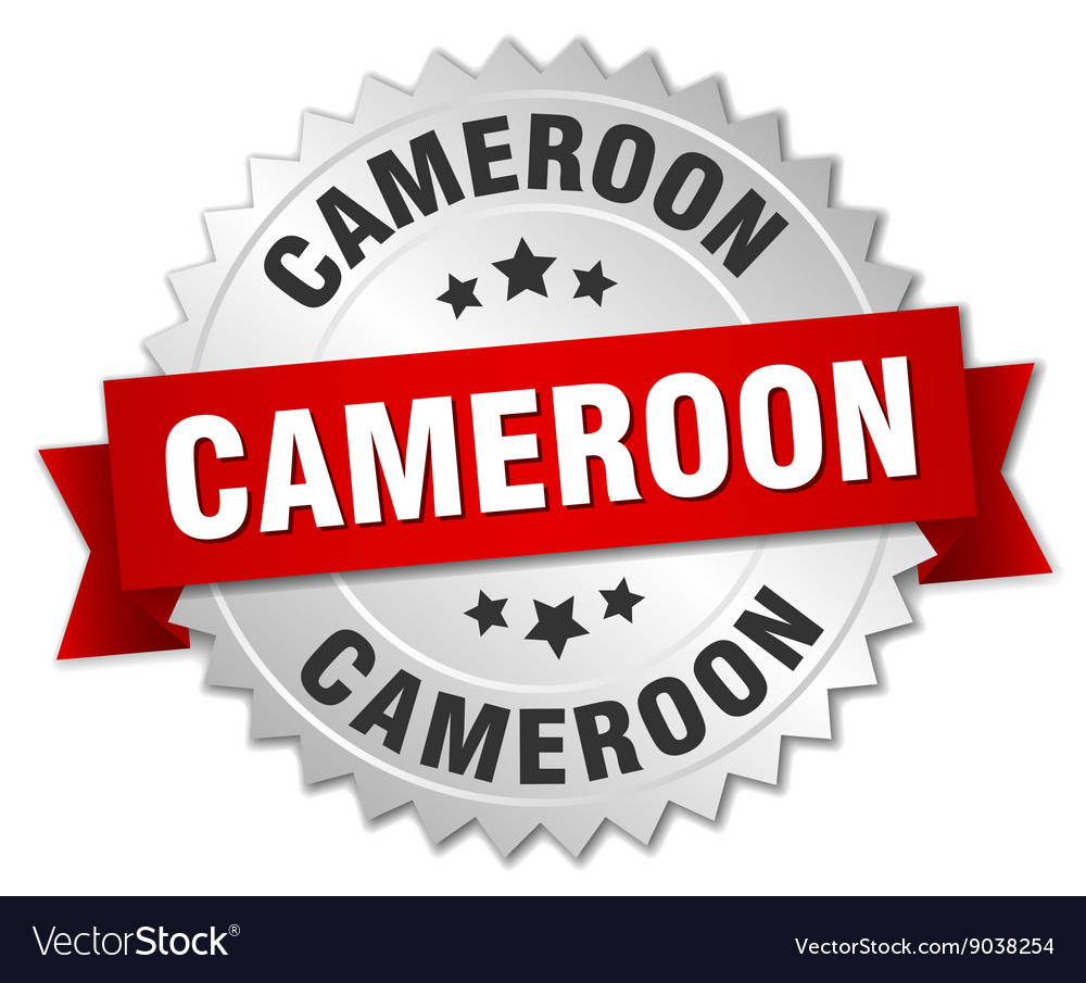 Cameroon round silver badge with red ribbon