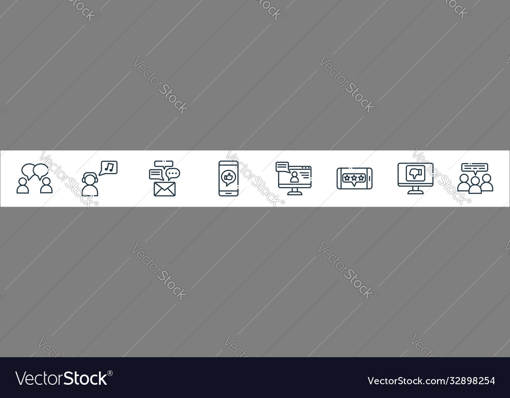 Chatting and communication line icons linear set
