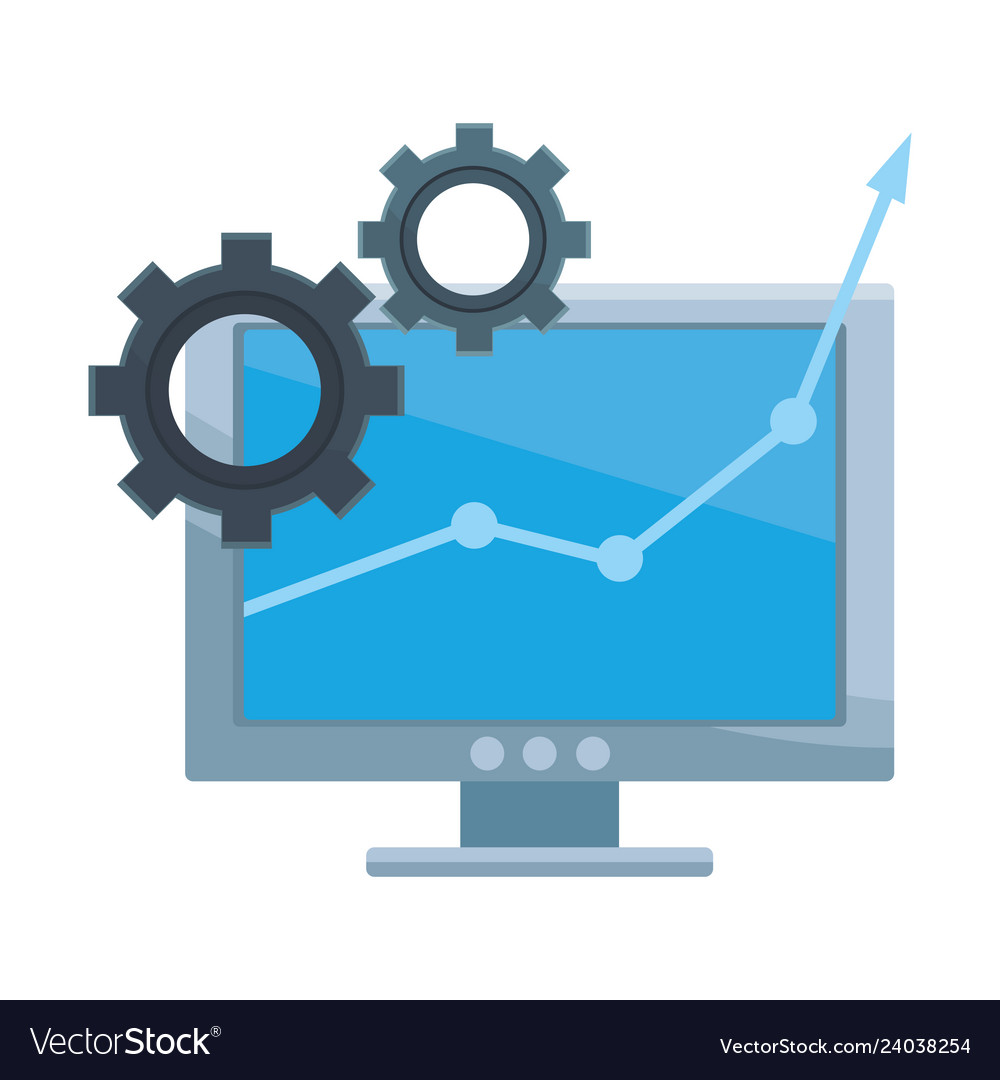 Computer with gears vector image Computer with gears