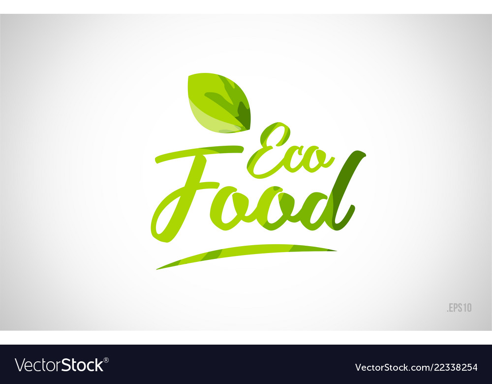 Eco food green leaf word text logo icon typography