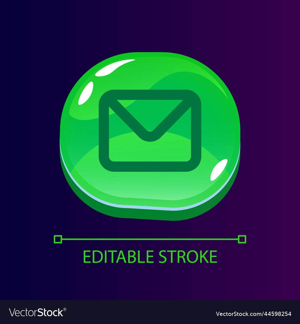 Envelope glossy ui button with linear icon vector image Envelope glossy ui button with linear icon