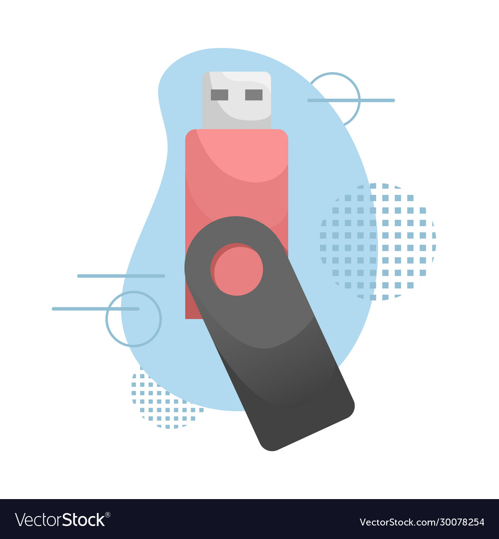 Flat usb flash drive data storage device computer vector image Flat usb flash drive data storage device computer