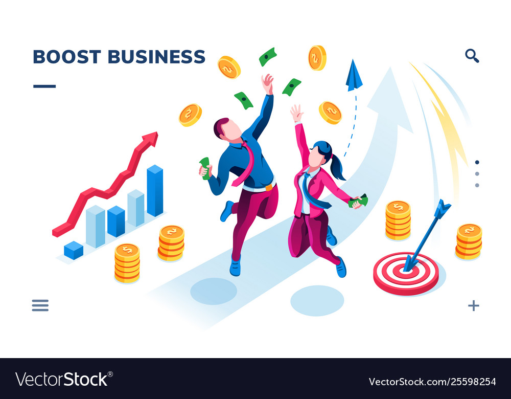 Isometric Business Banner Smartphone Application Vector Image