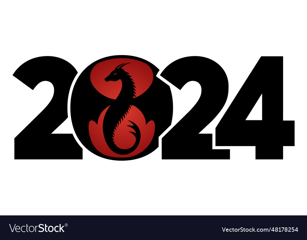 Logo 2024 with the dragon icon with the symbol Vector Image