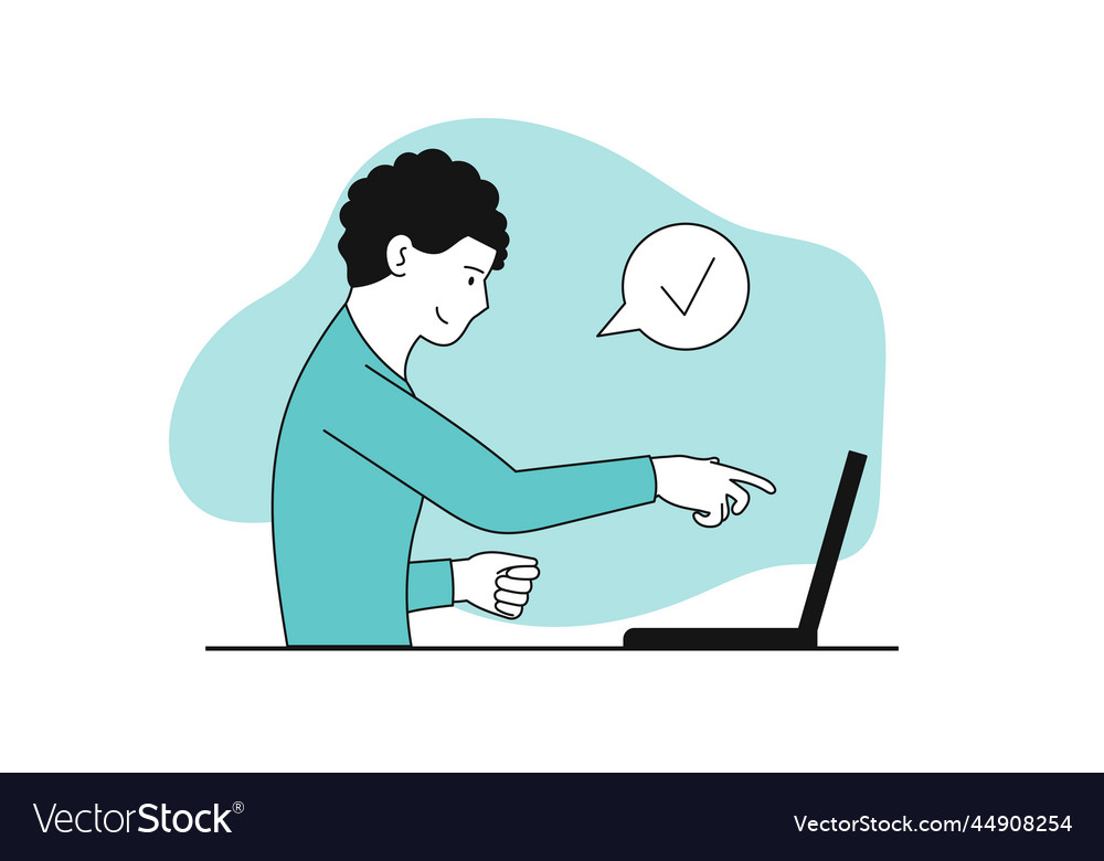 Man searching for answer on the internet concept vector image Man searching for answer on the internet concept