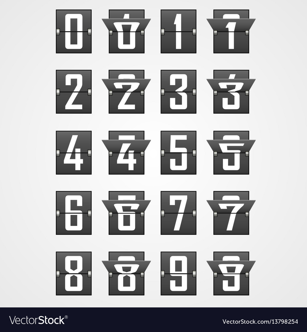 Numbers from mechanical scoreboard alphabet vector image Numbers from mechanical scoreboard alphabet
