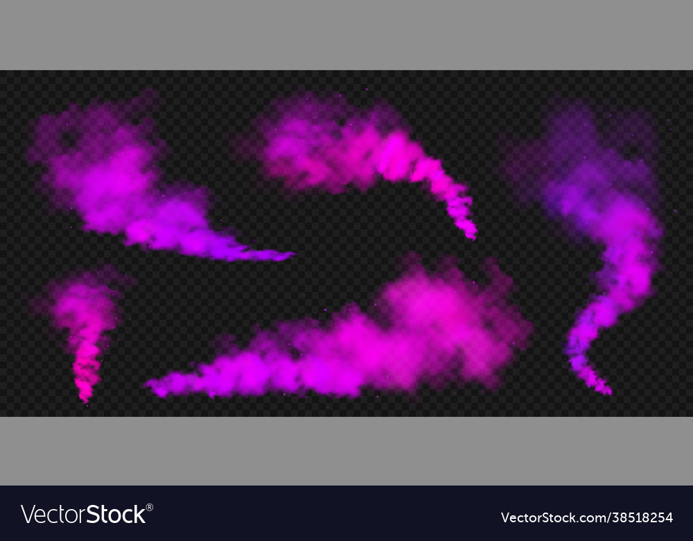 Realistic purple colorful smoke clouds mist Vector Image