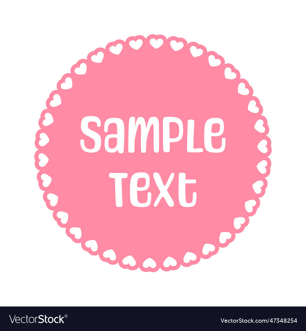 Round scalloped frame with hearts pattern text Vector Image Round scalloped frame with hearts pattern text