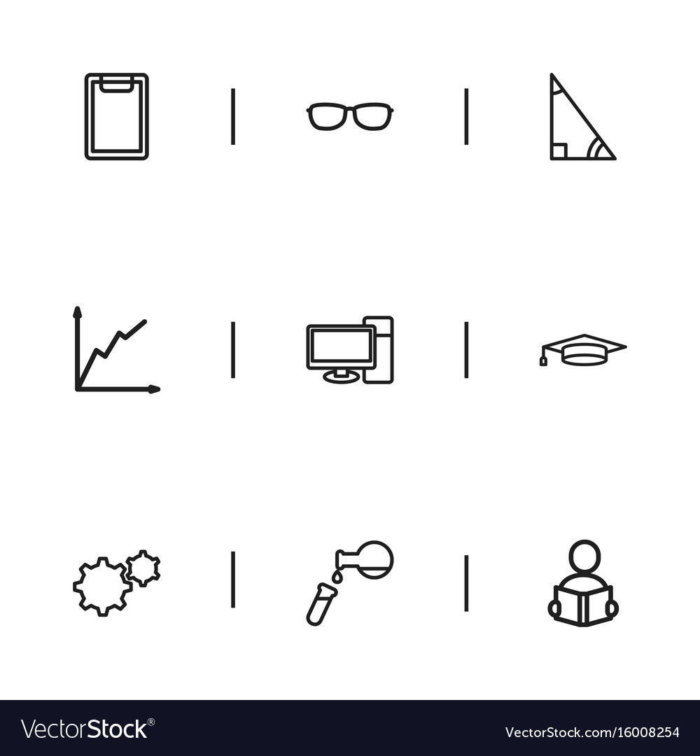 Set of 9 editable science outline icons includes