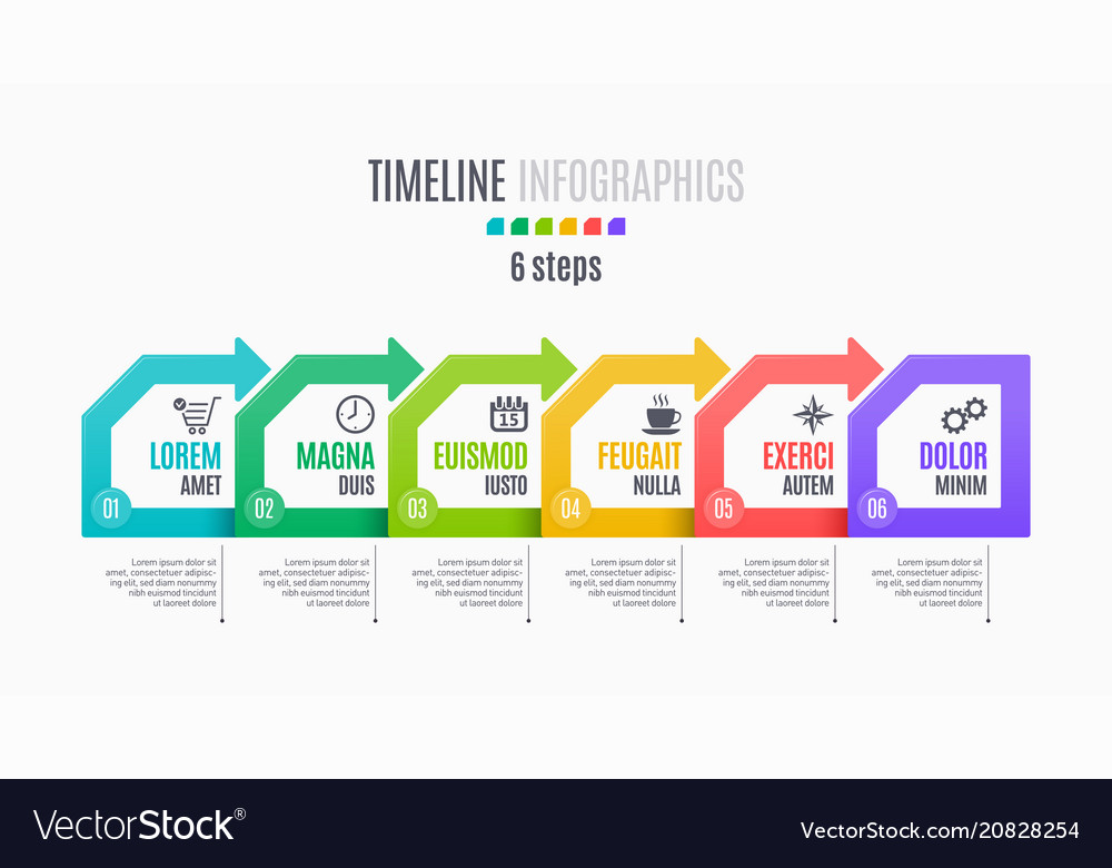 Six Steps Infographic Timeline Presentation Vector Image Six Steps Infographic Timeline Presentation Vector Image