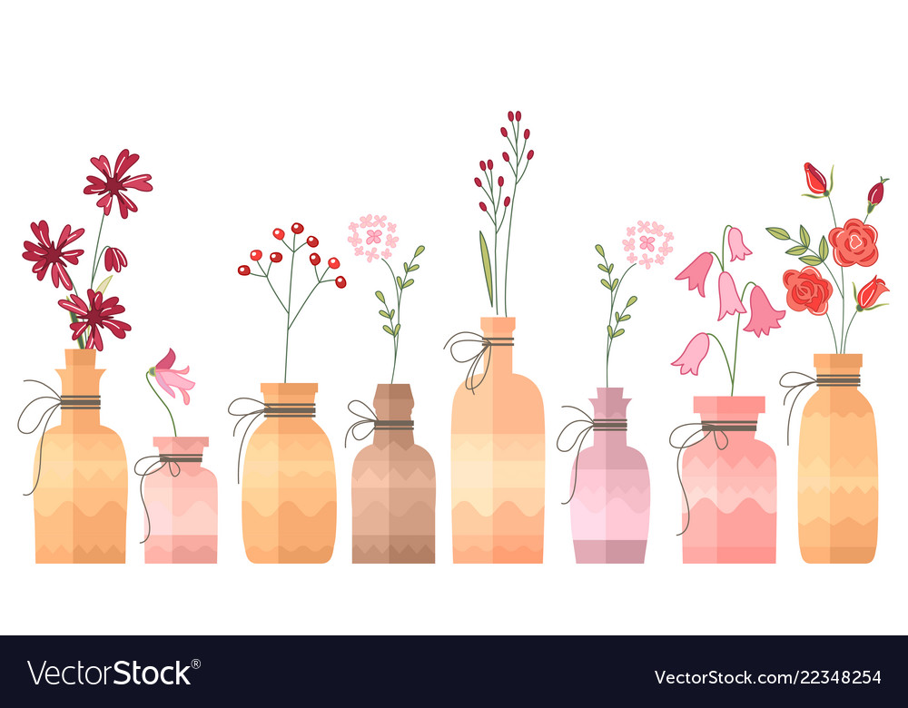 Small Vintage Decorative Bottles On White Vector Image