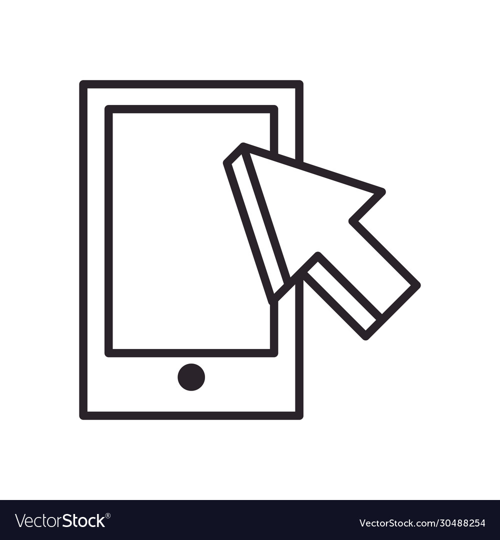 Smartphone with cross and cursor line style icon