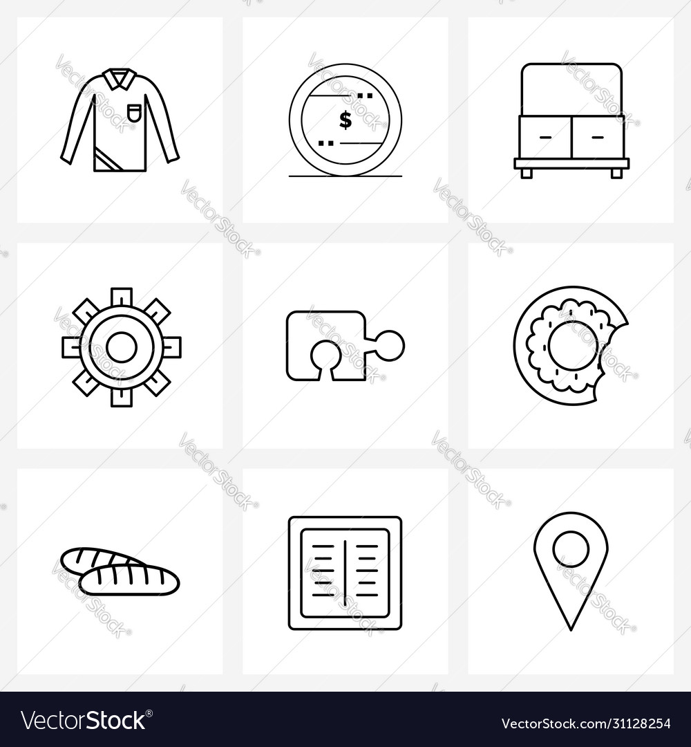 Stock icon set 9 line symbols for game testing