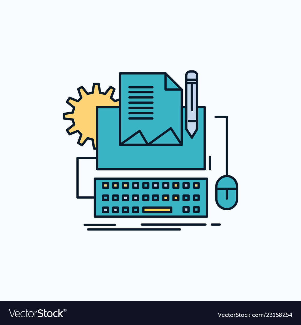 Type writer paper computer keyboard flat vector image Type writer paper computer keyboard flat