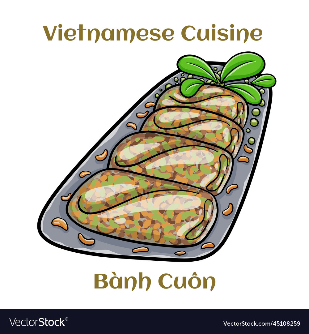 Banh cuon vietnamese gedämpft Reis Nudelrolle vector image Banh cuon vietnamese gedämpft Reis Nudelrolle