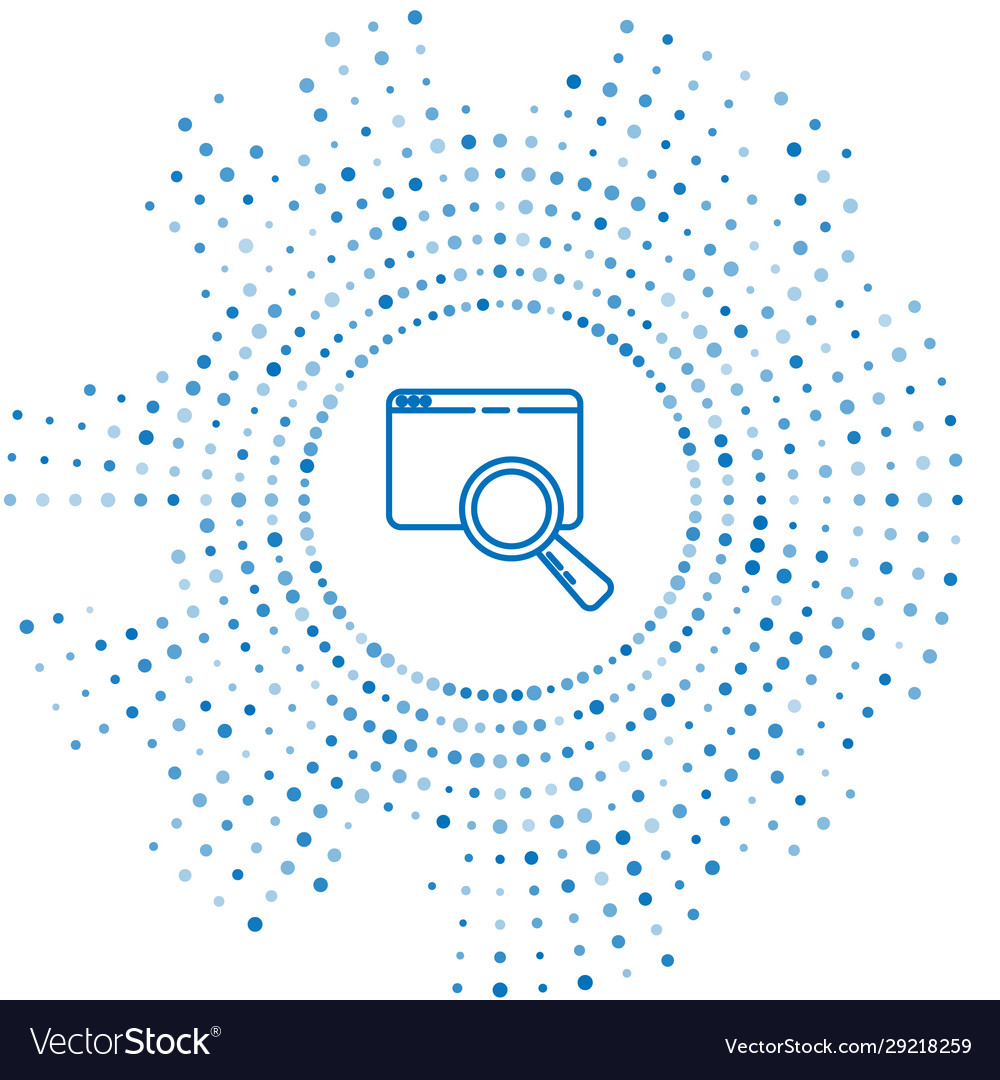 Blue line search in a browser window icon isolated vector image Blue line search in a browser window icon isolated