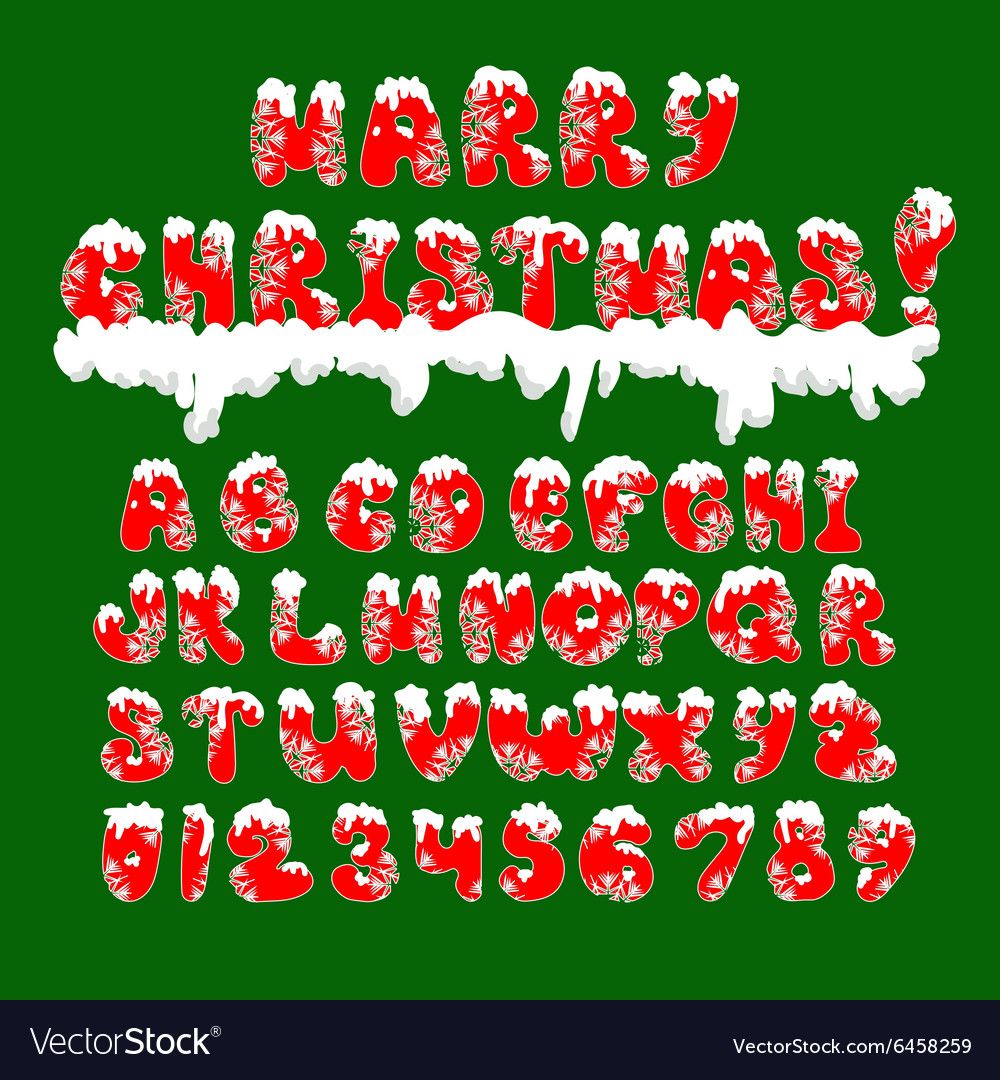 Font with snow and snowflakes