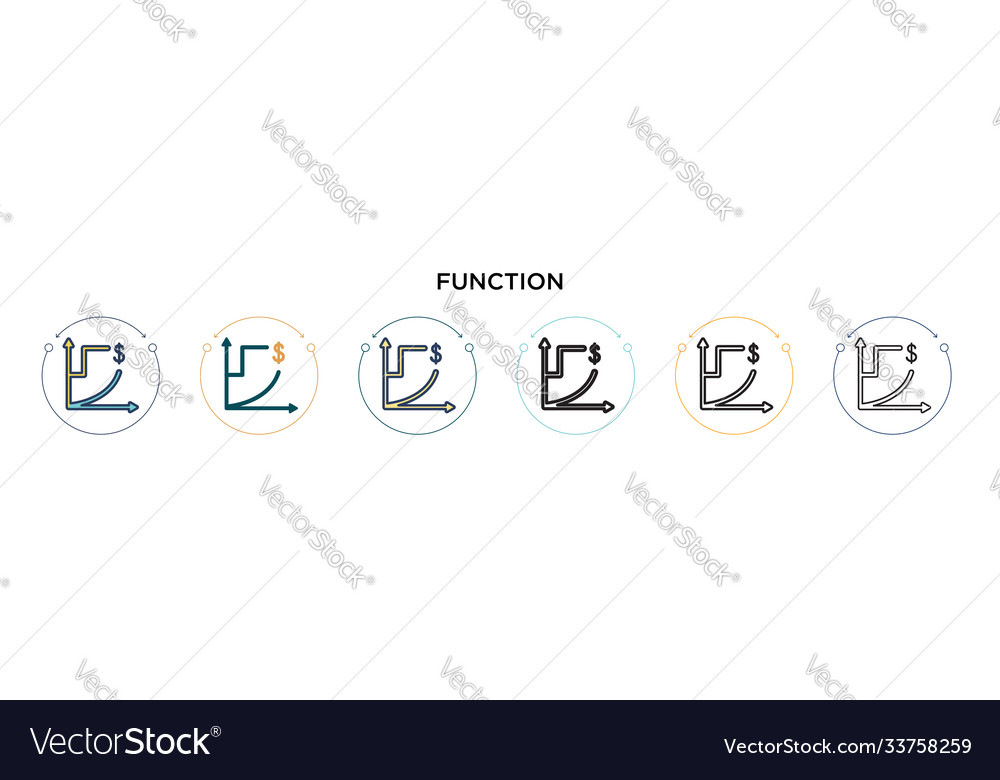 Function icon in filled thin line outline vector image Function icon in filled thin line outline