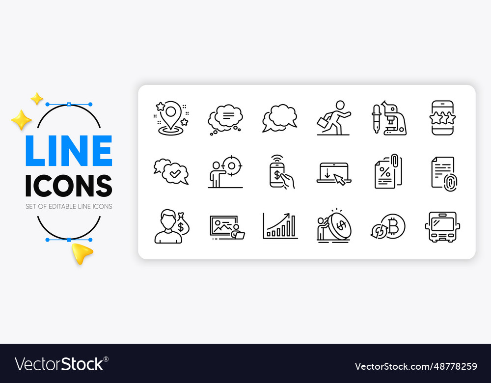 Inflation salary and bus line icons for web app vector image Inflation salary and bus line icons for web app