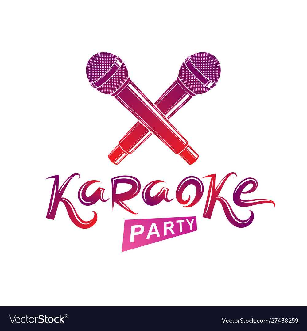 Karaoke Party Lettering Rap Battle Emblem Created Vector Image