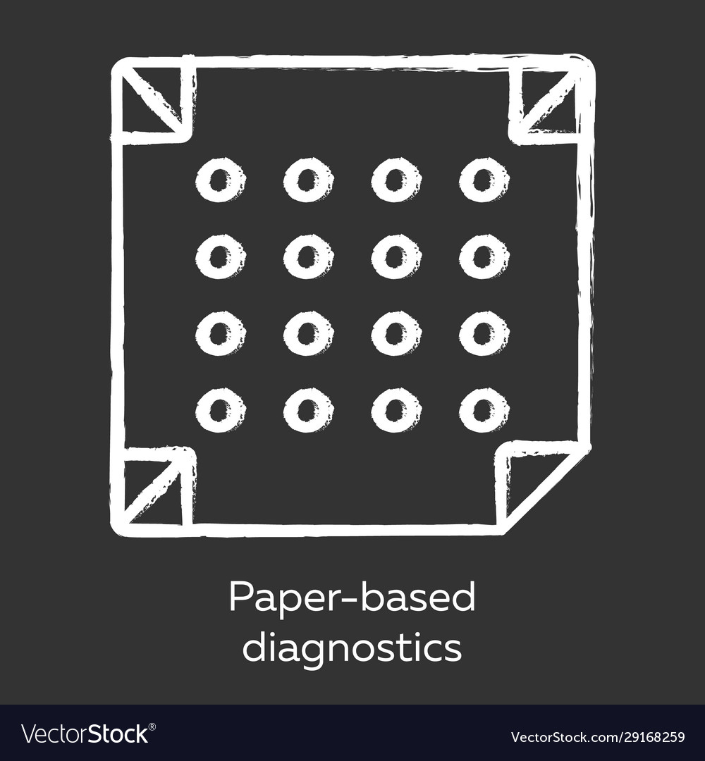 Paper-based diagnostics chalk icon biosensor vector image Paper-based diagnostics chalk icon biosensor