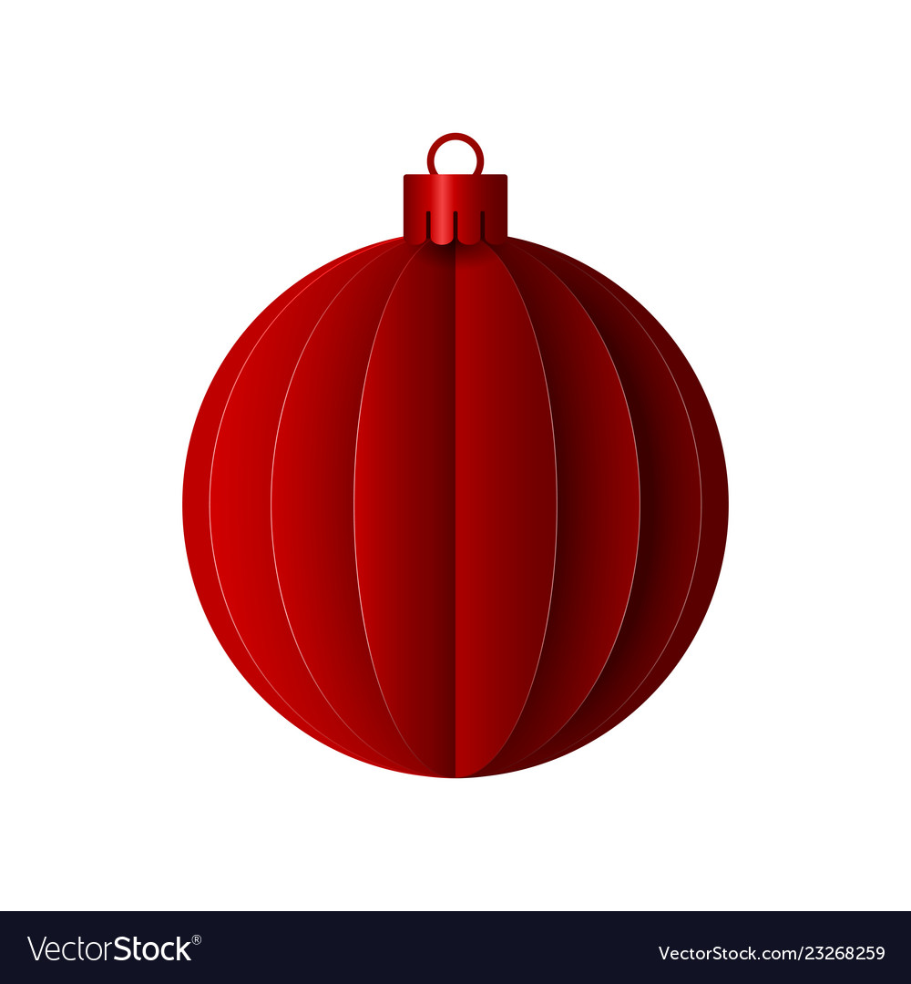 Red origami paper christmas ball Royalty Free Vector Image