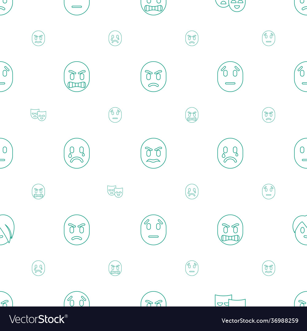 Sad icons pattern seamless white background