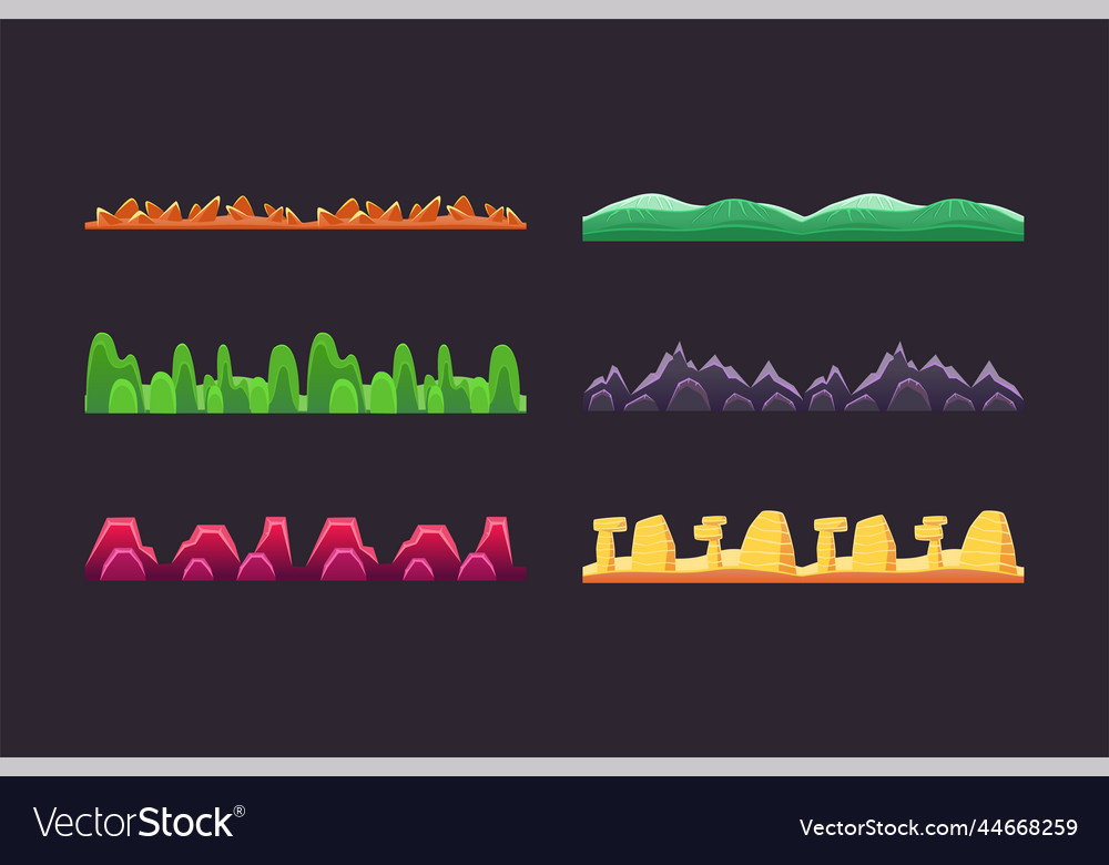 Seamless grounds land and soil for ui game vector image Seamless grounds land and soil for ui game