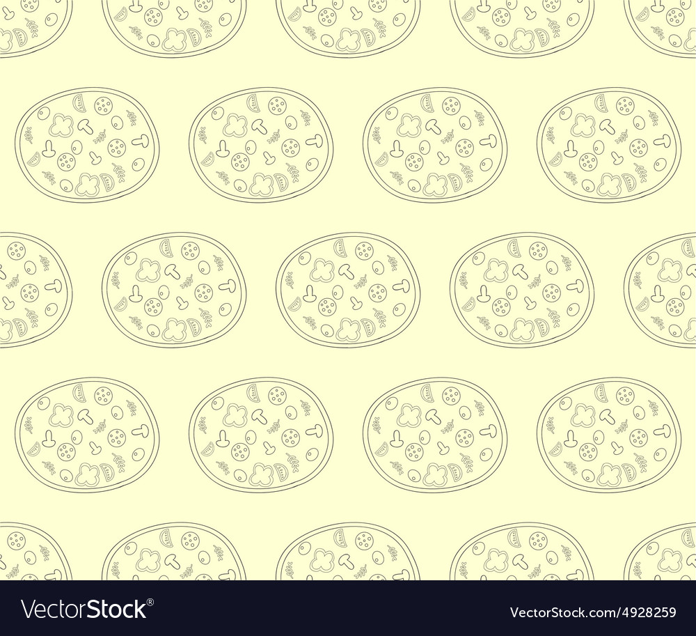 Seamless pattern with pizza in retro color