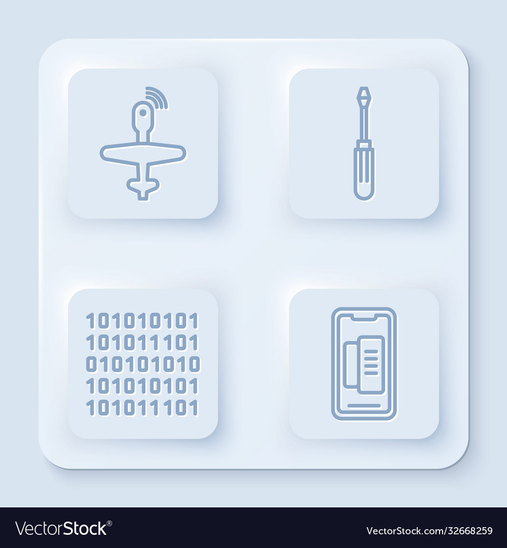 Set line uav drone screwdriver binary code Vector Image Set line uav drone screwdriver binary code