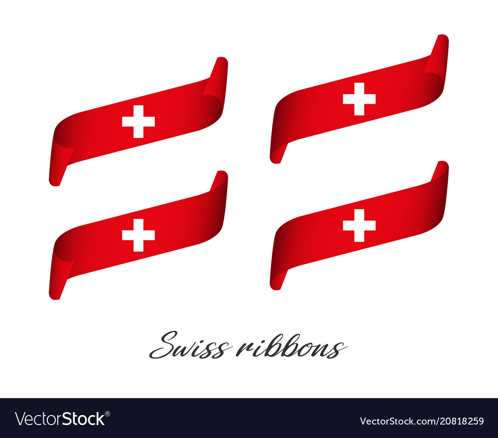 Set of four modern colored swiss ribbons