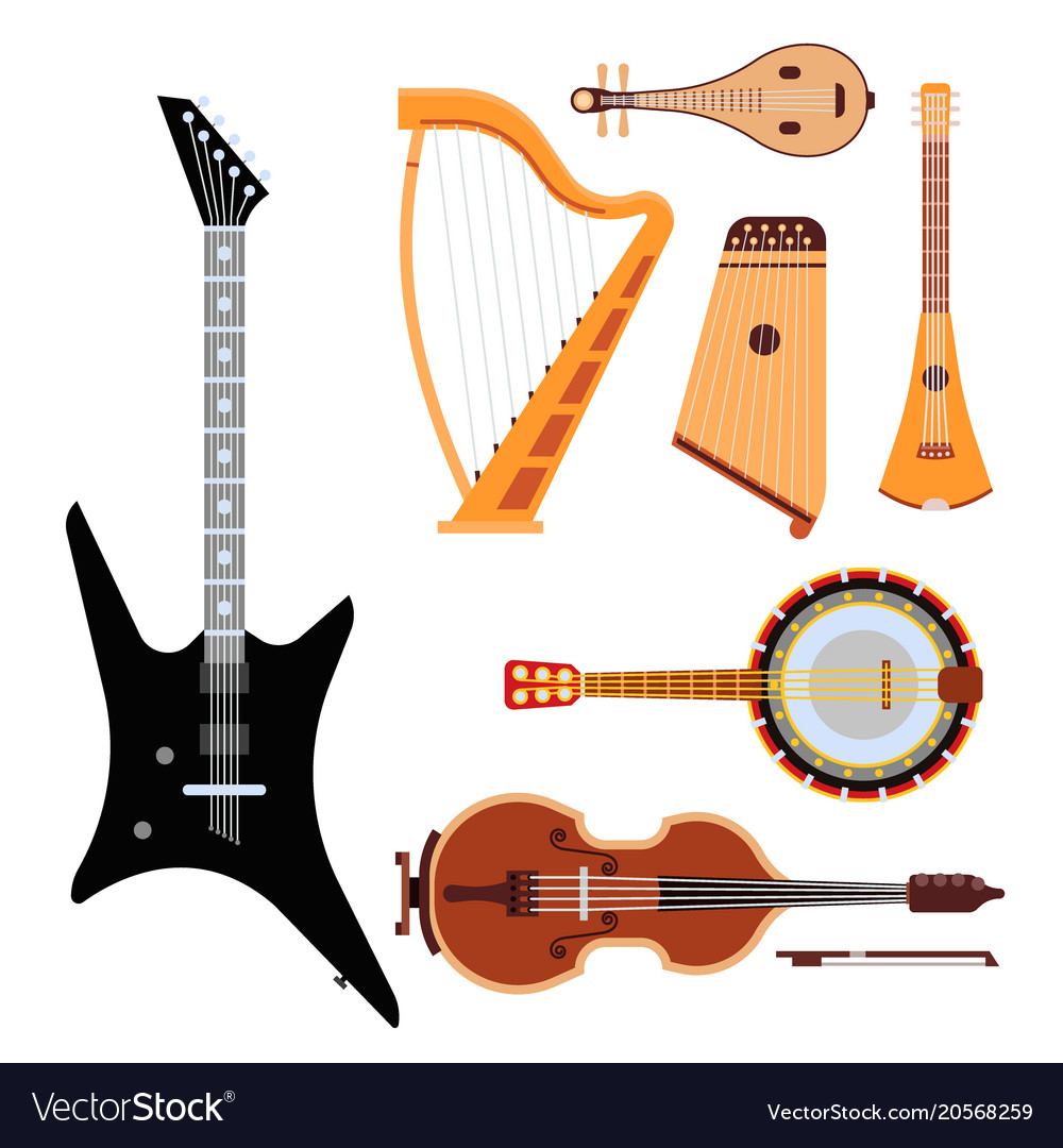 Set of stringed musical instruments classical