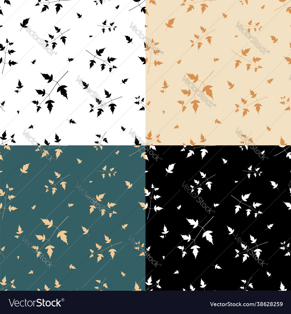 Set seamless patterns with silhouettes